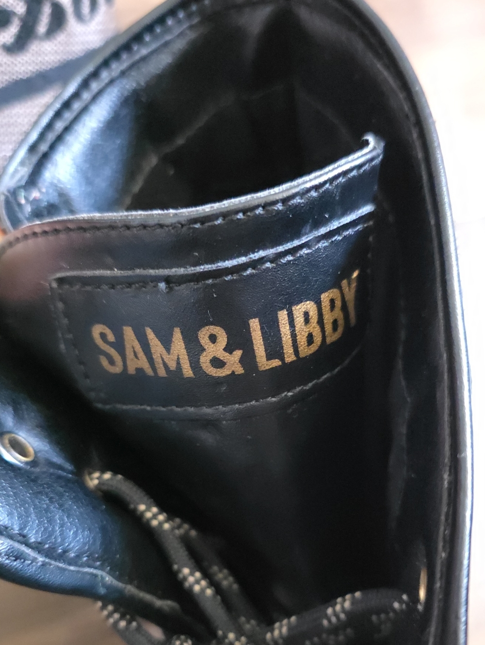 Sam & Libby Khaki-Black Lace-Up Combat Boots, Embroidered - Picture 7 of 12